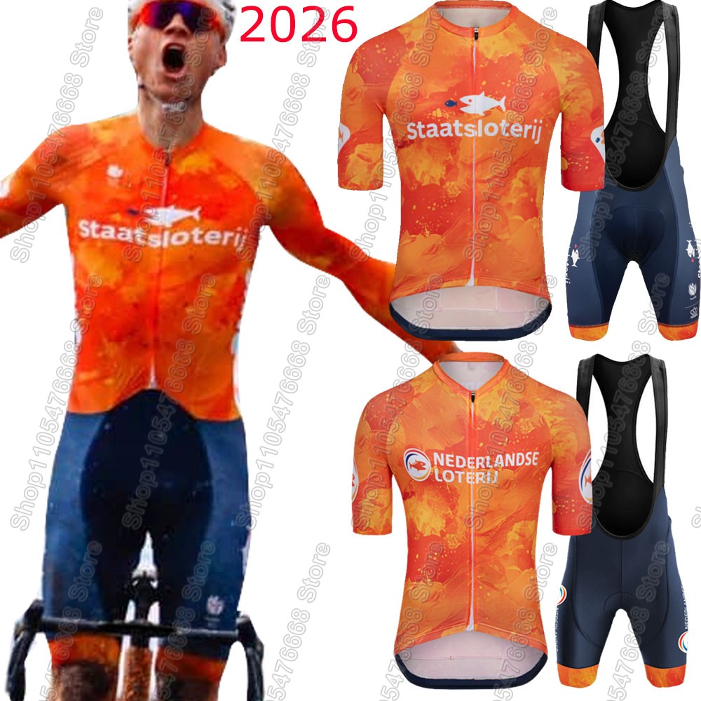 Cycling Commute Shorts - オランダサイクリングジャージ2026セットオランダ代表チームサイクリングウェアマチュー・ヴァン・デ・ポールロードバイクシャツスーツビブショーツ