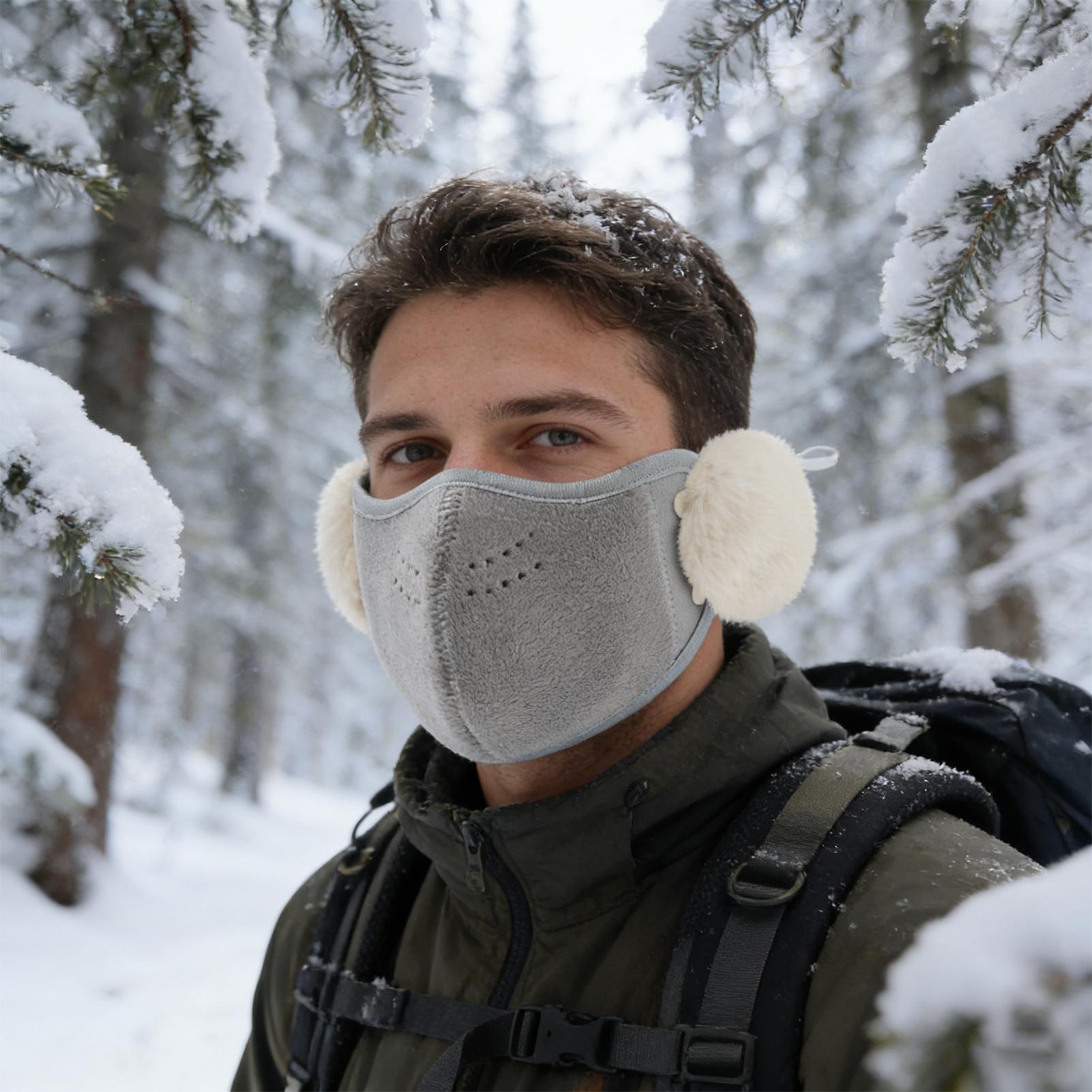 Winter Cycling Commute - 防塵用フェイスカバー サーマル厚いシールド イヤーフラップ付き スポーツ用フェイスカバー ハイキング 通勤