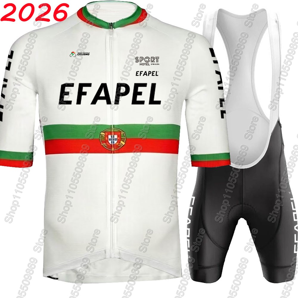 Cycling Commute Shorts - ポルトガル 2026 エファペルチームサイクリングジャージセット夏の自転車服キットロードバイクシャツスーツ自転車ビブショーツ MTB マイヨ