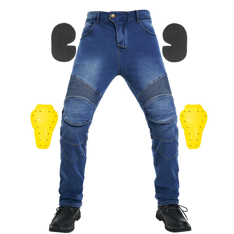 Cycling Commuter Pants - 男性用の新しいサイクリングパンツ、夏用バイク、オートバイ、転倒防止ライダー用具、四季対応の伸縮性のあるデニムレーシングパンツ