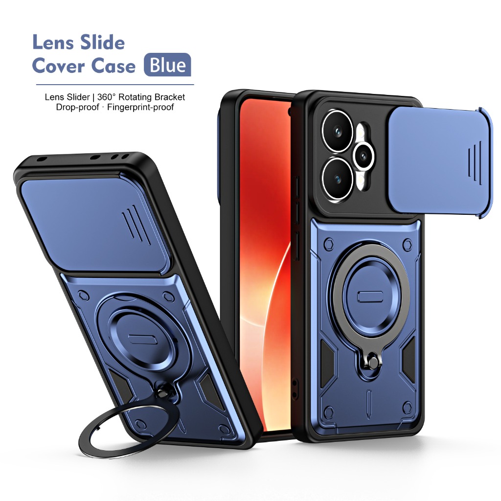 Kickstand Adjustable - 耐衝撃アーマーケース スライド式カメラカバー付き 360度保護 ° 回転式リングホルダーキックスタンド Oppo