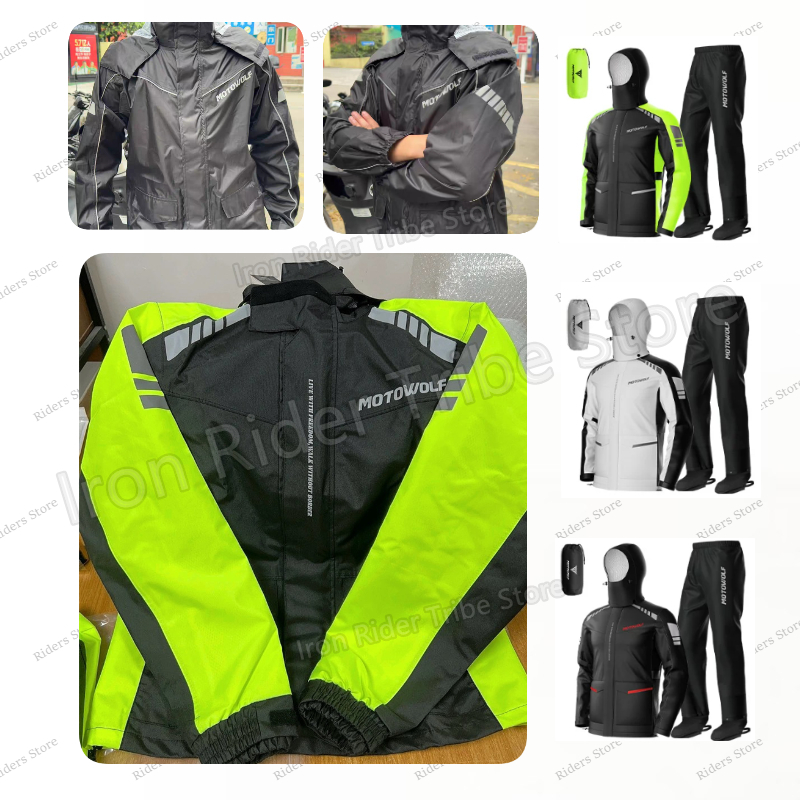 モトウルフ防水反射材付きバイク用レインジャケット軽量バイカー - Cycling Commuter Rain Jacket のレビューと価格