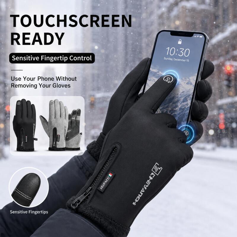 冬用防寒タッチスクリーン手袋、ジッパーカフ付き、サイクリング - Winter Cycling Commute のレビューと価格