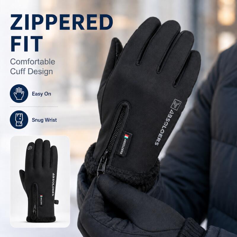 冬用防寒タッチスクリーン手袋、ジッパーカフ付き、サイクリング - Winter Cycling Commute のレビューと価格