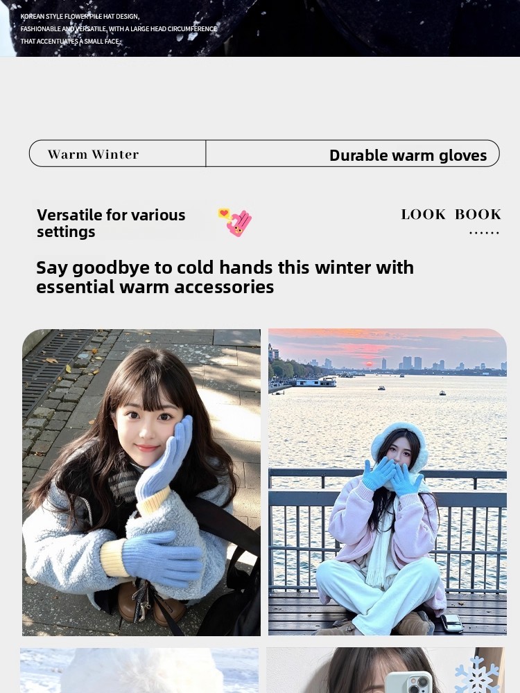 韓国風ニットプラッシュ手袋 女性用 タッチスクリーン対応 サ - Winter Cycling Commute のレビューと価格