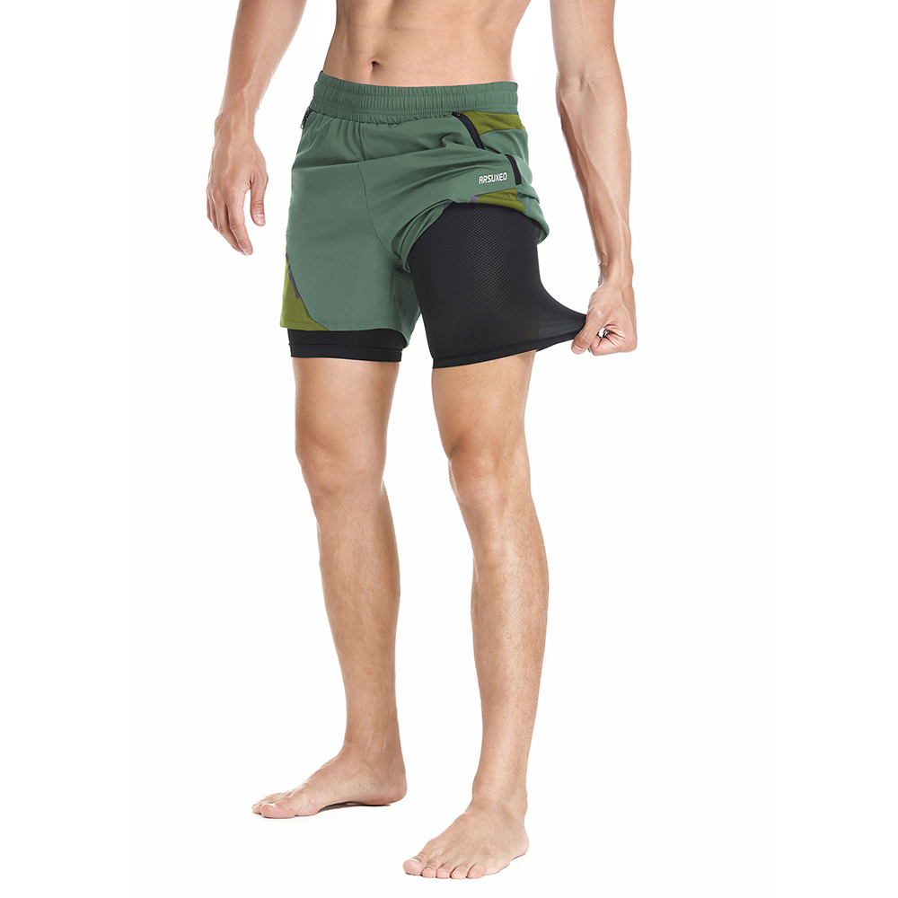 ARSUXEO スポーツショーツ男性 2 で 1 ランニング - Cycling Commuter Pants のレビューと価格